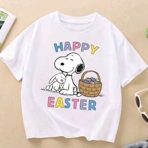 Girls' White Easter Snoopy Graphic Tee, Size: 6-8